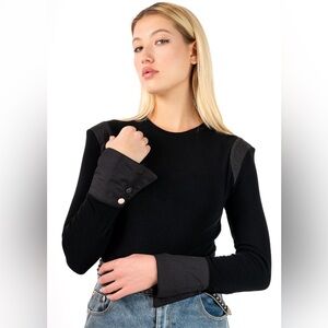 NWT Kate Hewko Shoulder Pad Long Sleeve Tee